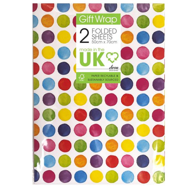 Painted Dots Gift Wrap Sheets   2 per pack