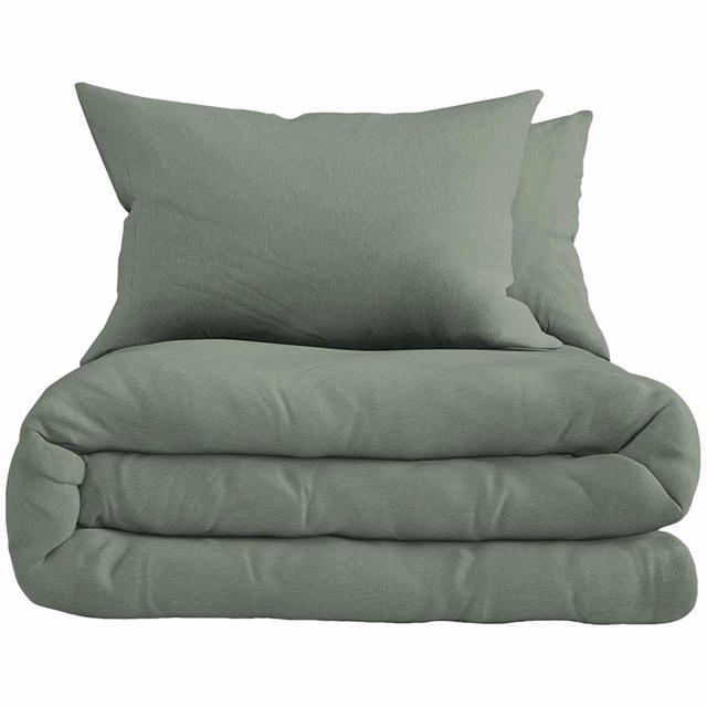 M&S Pure Brushed Cotton Bedding Set Dusty Green