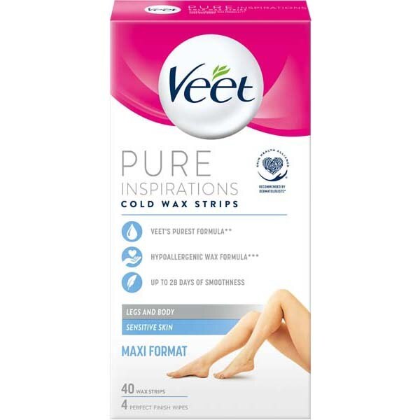 Veet Pure Inspiration Wax Strips Legs & Body Sensitive x40