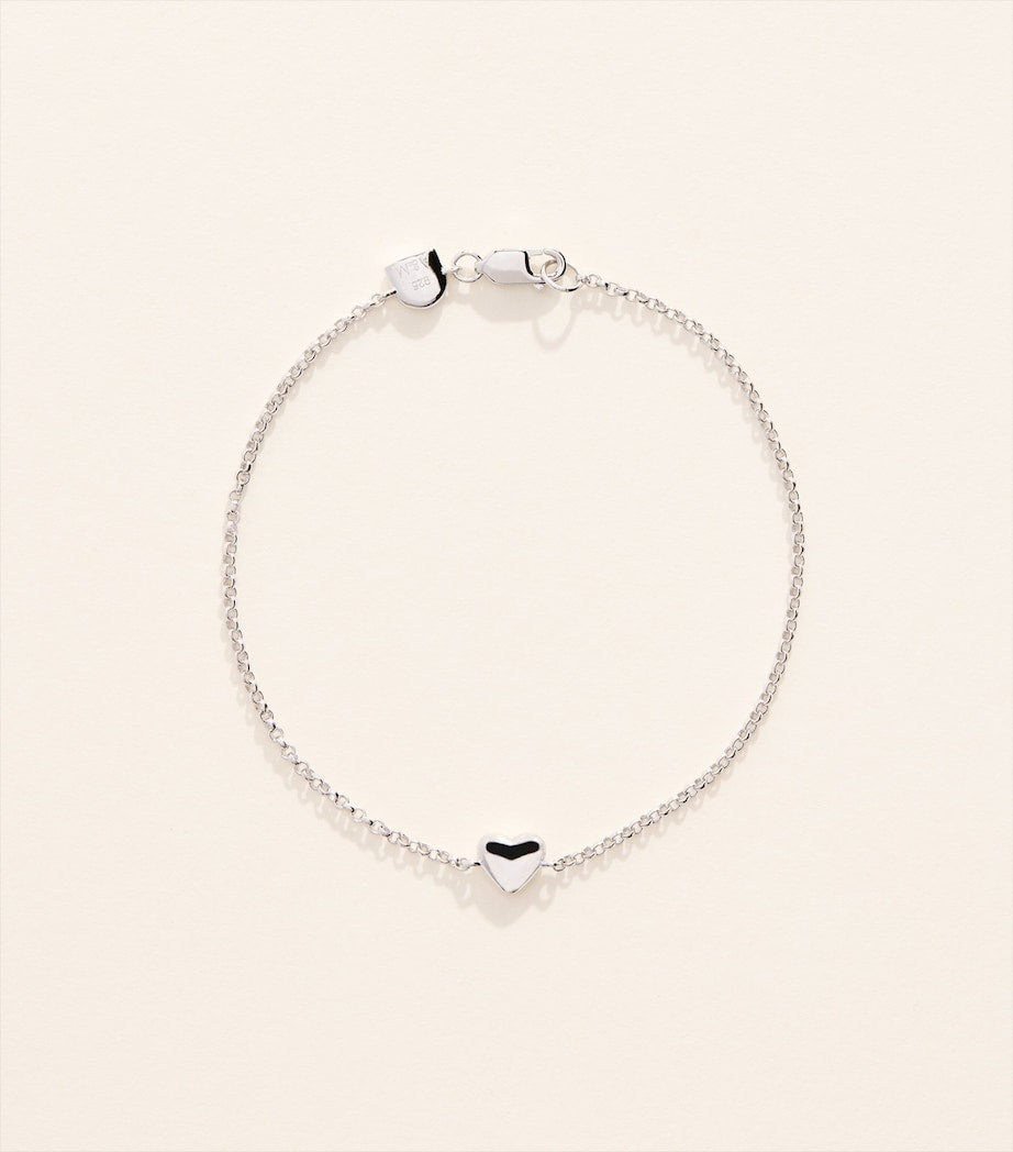 Astrid & Miyu recycled sterling silver heart bracelet, imported from the UK