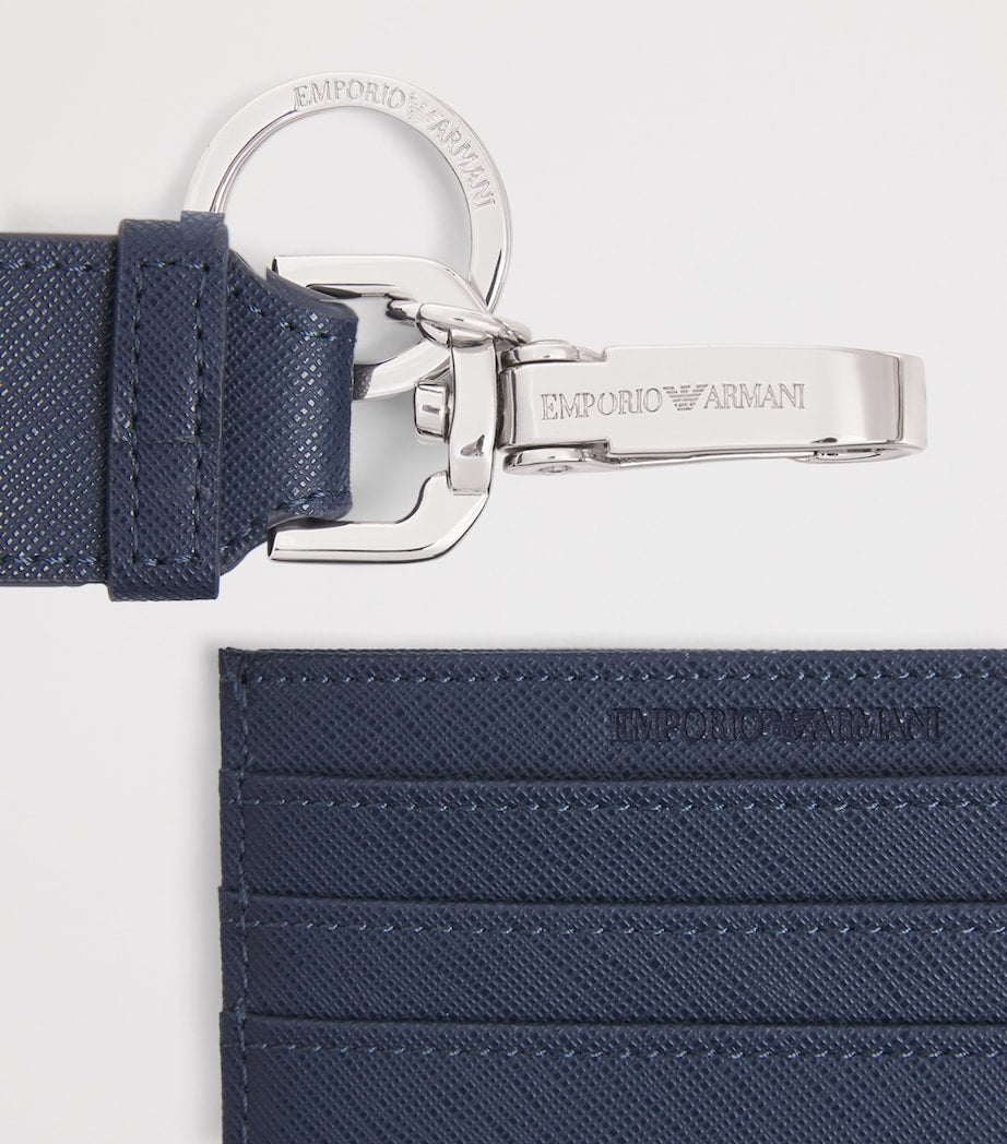Emporio Armani leather card holder and keyring set, UK version
