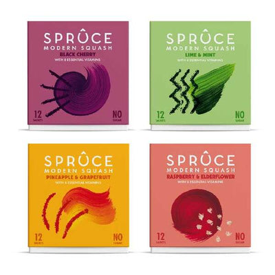 Superdrug Spruce Taster Pack 4 Flavours Natural Water Enhancer 48 Servings- Buy online at McGrocer