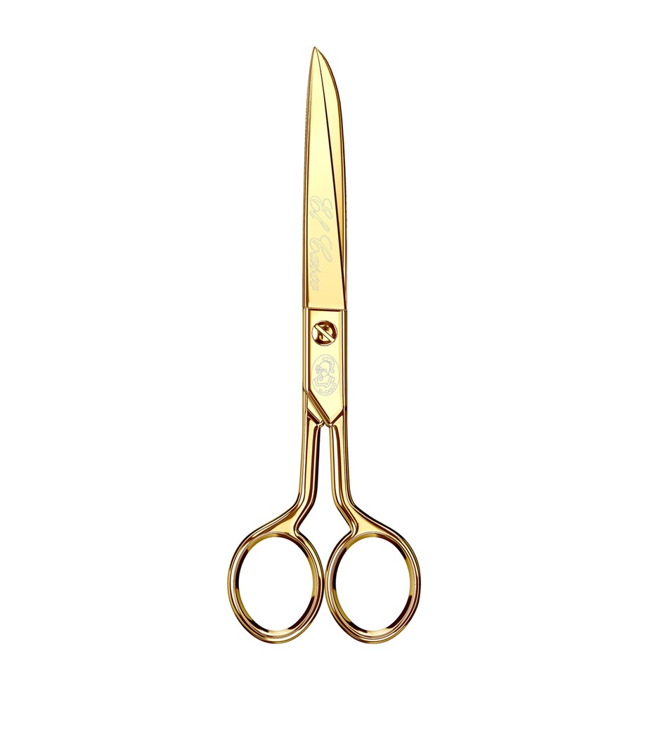 Gold-Plated Engraved Scissors Handmade in Spain, Approx. 25cm Long
