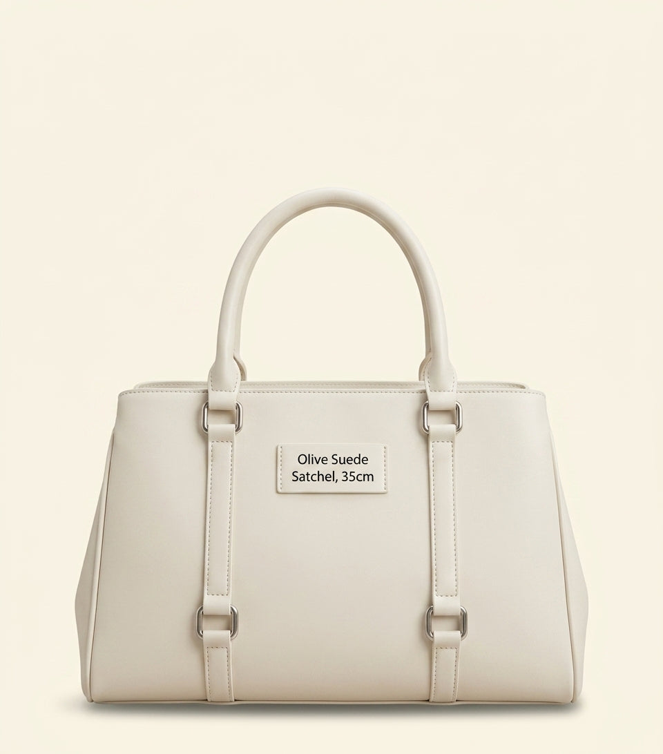 McQueen suede Farringdon top-handle bag, imported from the UK