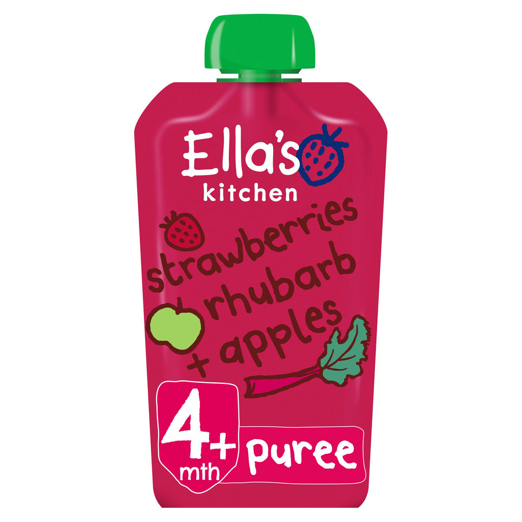 Ella's Kitchen Organic Strawberries, Rhubarb & Apples Baby Food Pouch 4+ Months 120g