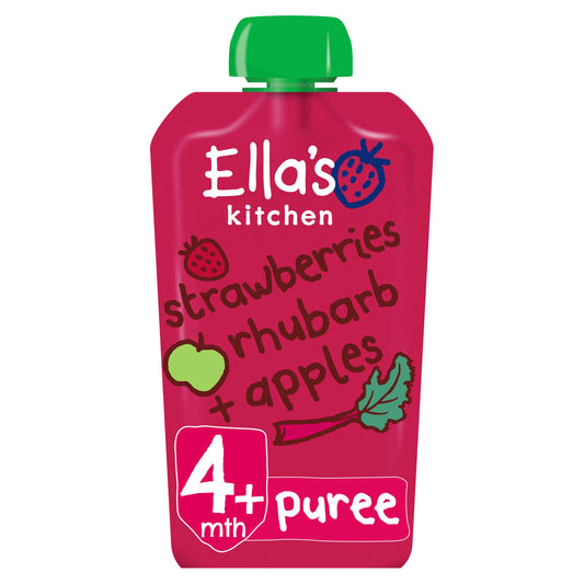 Ella's Kitchen Organic Strawberries, Rhubarb & Apples Baby Food Pouch 4+ Months 120g Baby Food Sainsburys   