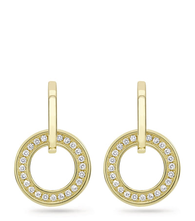 Harrods Yellow Gold and Diamond Classic Roulette Earrings 22mm- Buy online at McGrocer