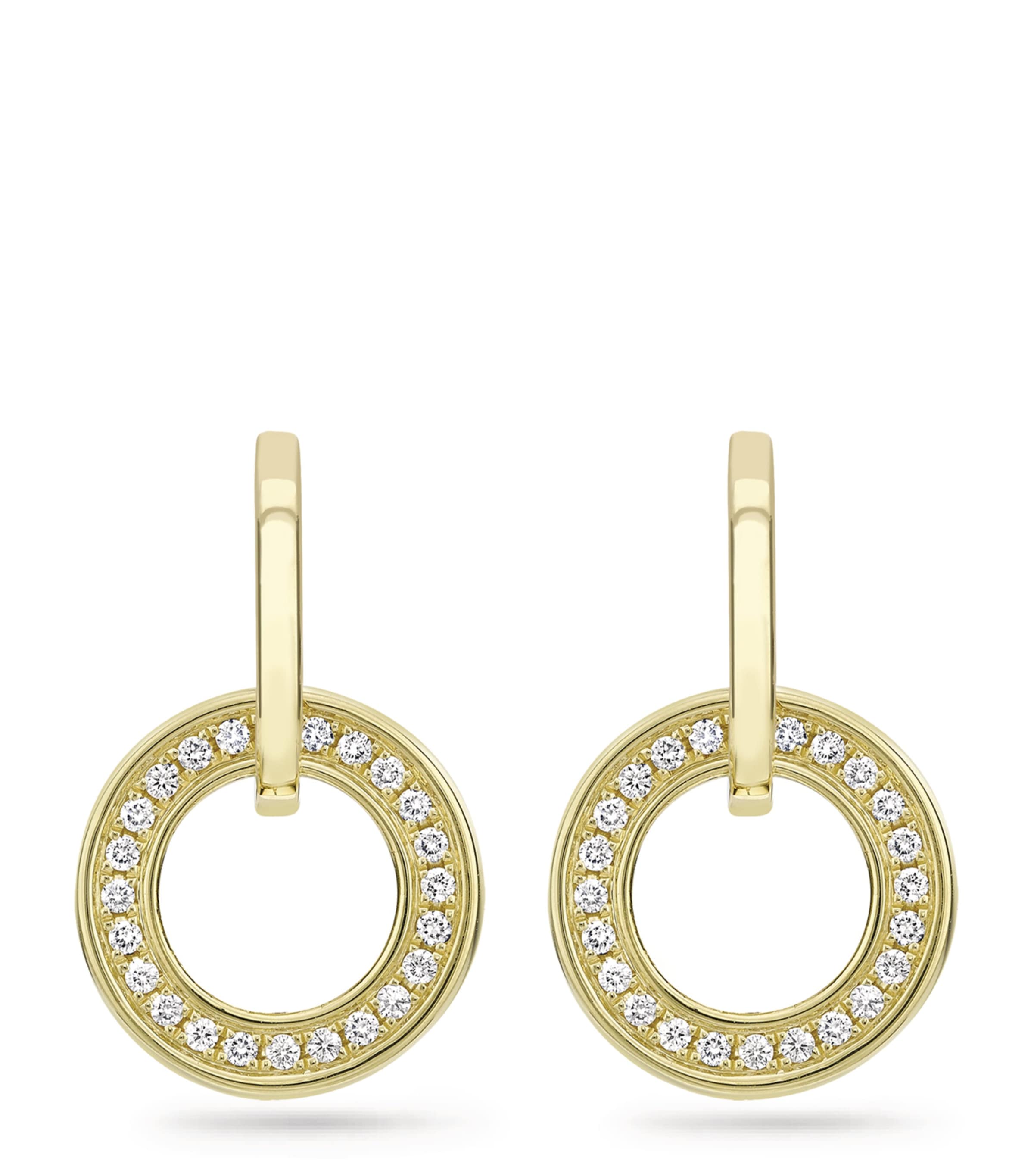 Boodles yellow gold and diamond classic roulette earrings 22mm - British product