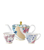 Wedgwood Butterfly Bloom teapot, creamer and sugar bowl set (British brand)