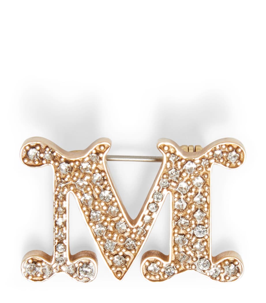 Max Mara embellished monogram brooch with crystals - British product