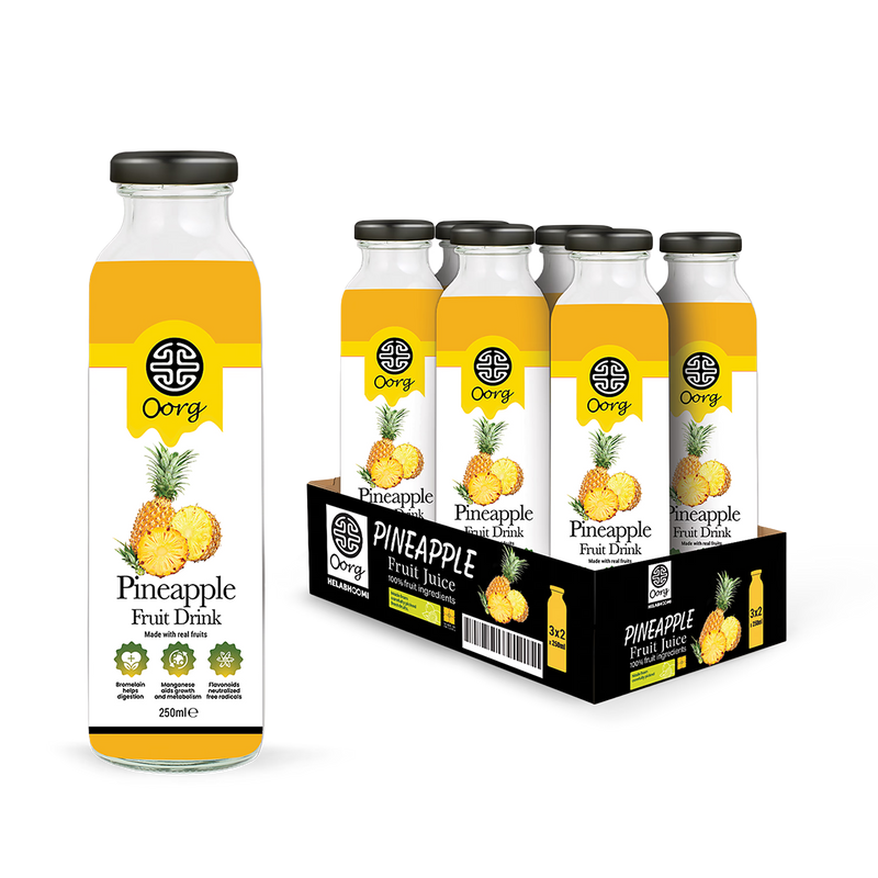 OORG natural pineapple juice 250ml x6, imported from the UK