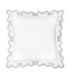 Square Egyptian Cotton Pillowcase with Sateen Appliqué and Hand-Scalloped Edges, 65cm x 65cm