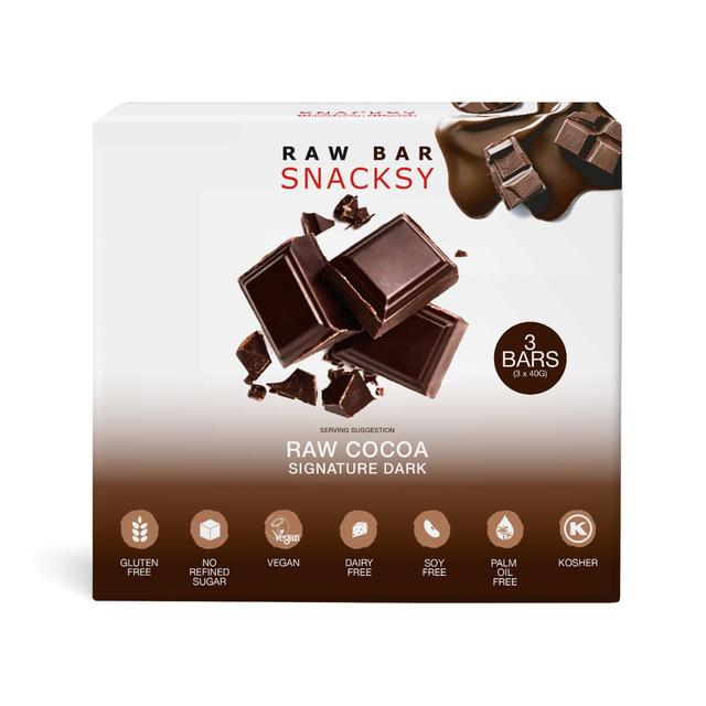 Snacksy Raw Chocolate Signature Dark   3 x 40g