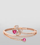 Bvlgari Fiorever bangle in rose gold with diamonds and rubellites (British brand)