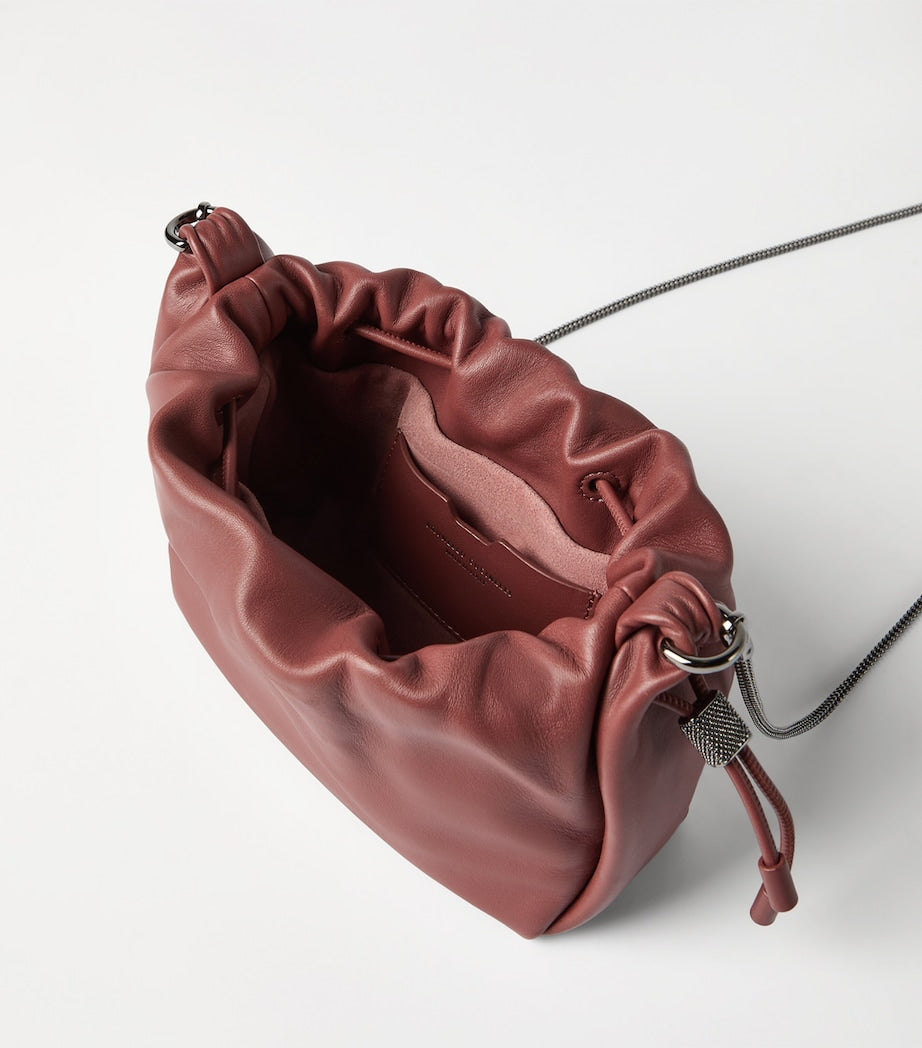 Brunello Cucinelli mini leather mellow bucket bag (British brand)