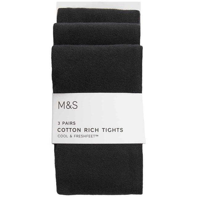 M&S School Tight 3 Pack 2-14 Years Black