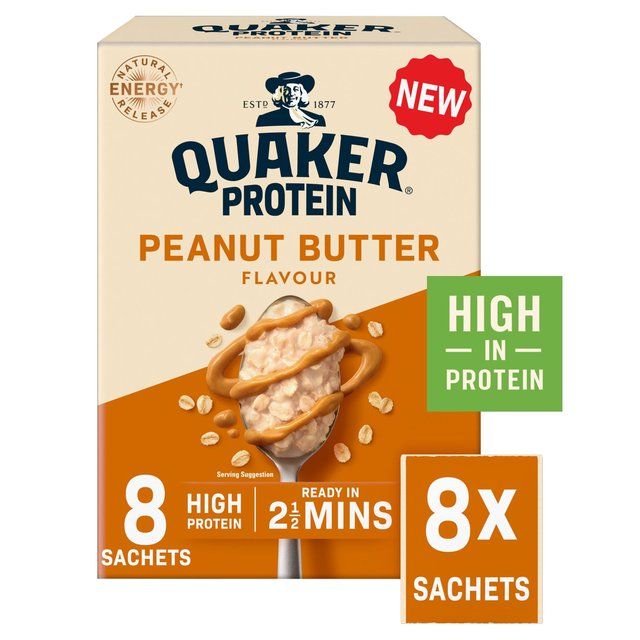 Quaker Oat So Simple Protein Peanut Butter Porridge Sachets Cereal   8 x 1 per pack GOODS M&S   