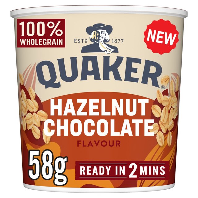 Quaker Heavenly Oats Hazelnut Chocolate Porridge Cereal Pot   58g