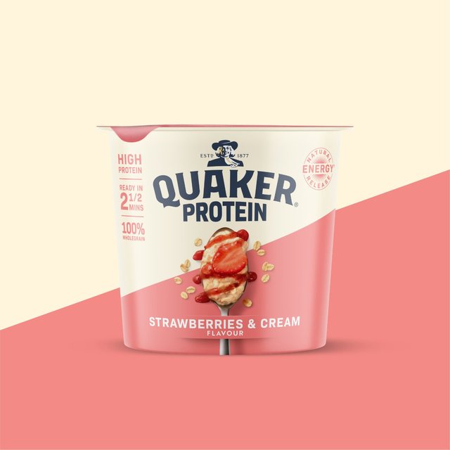 Quaker Oat So Simple Protein Porridge Strawberries and Cream Cereal Pot   59g GOODS M&S   