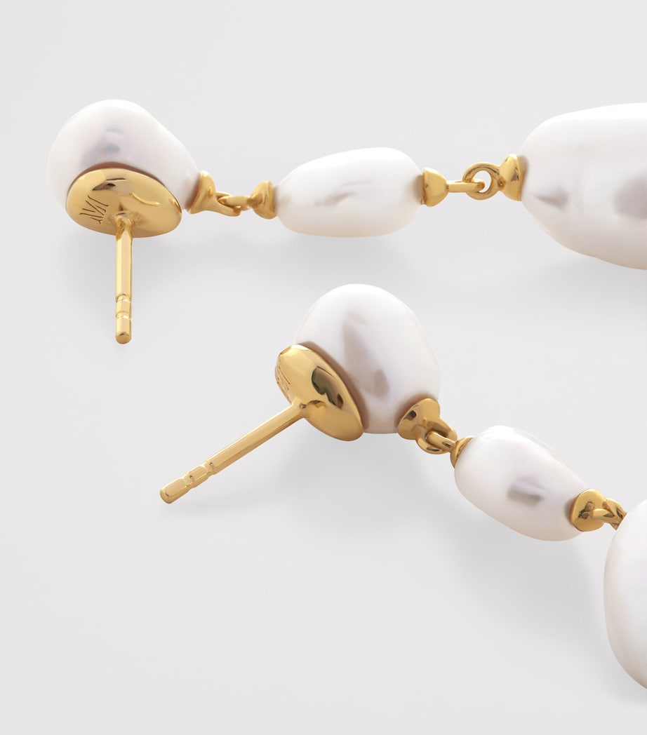 Monica Vinader gold vermeil pearl drop earrings - British product