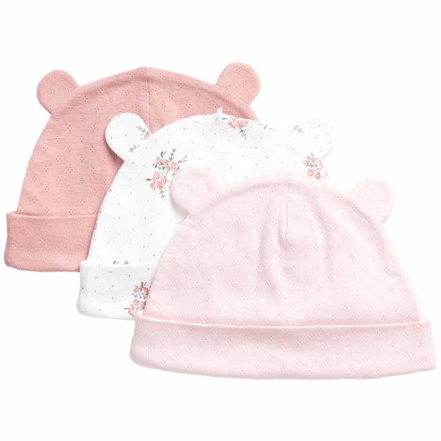 M&S Floral Hats 3 Pack 0-12 Months Pink