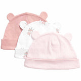 M&S Floral Hats 3 Pack 0-12 Months Pink GOODS M&S   