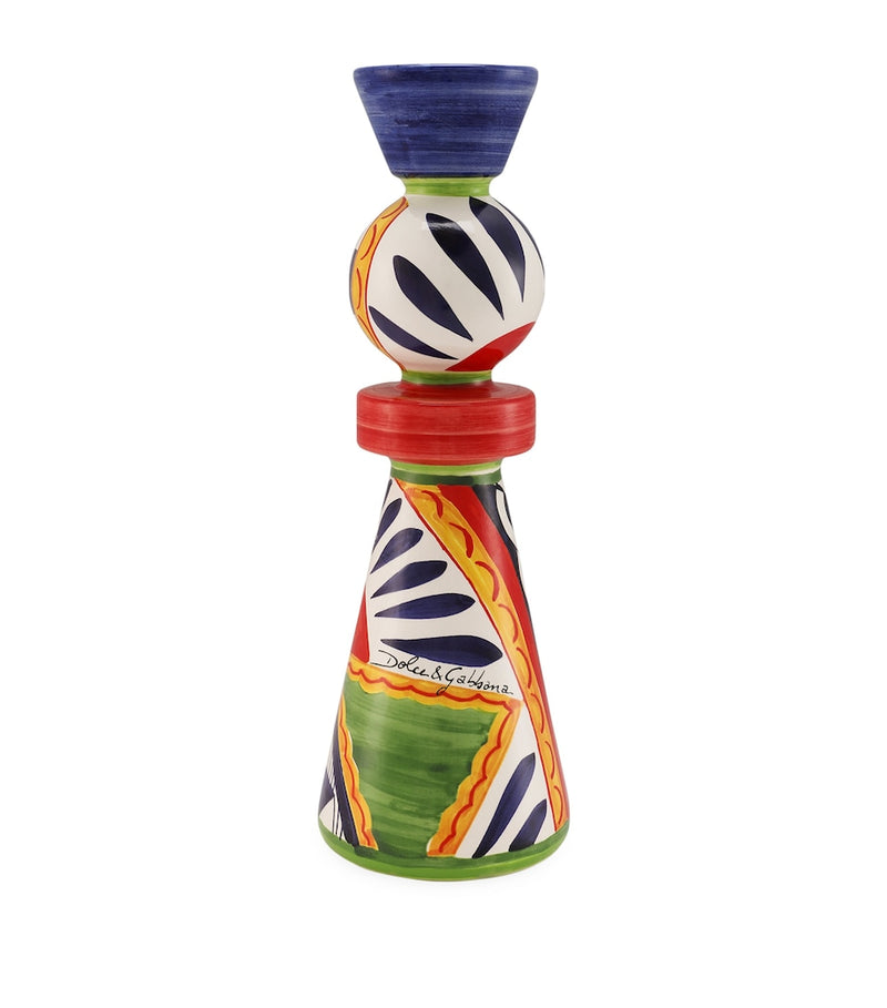Dolce&Gabbana Casa ceramic candle holder foulard print large - British product