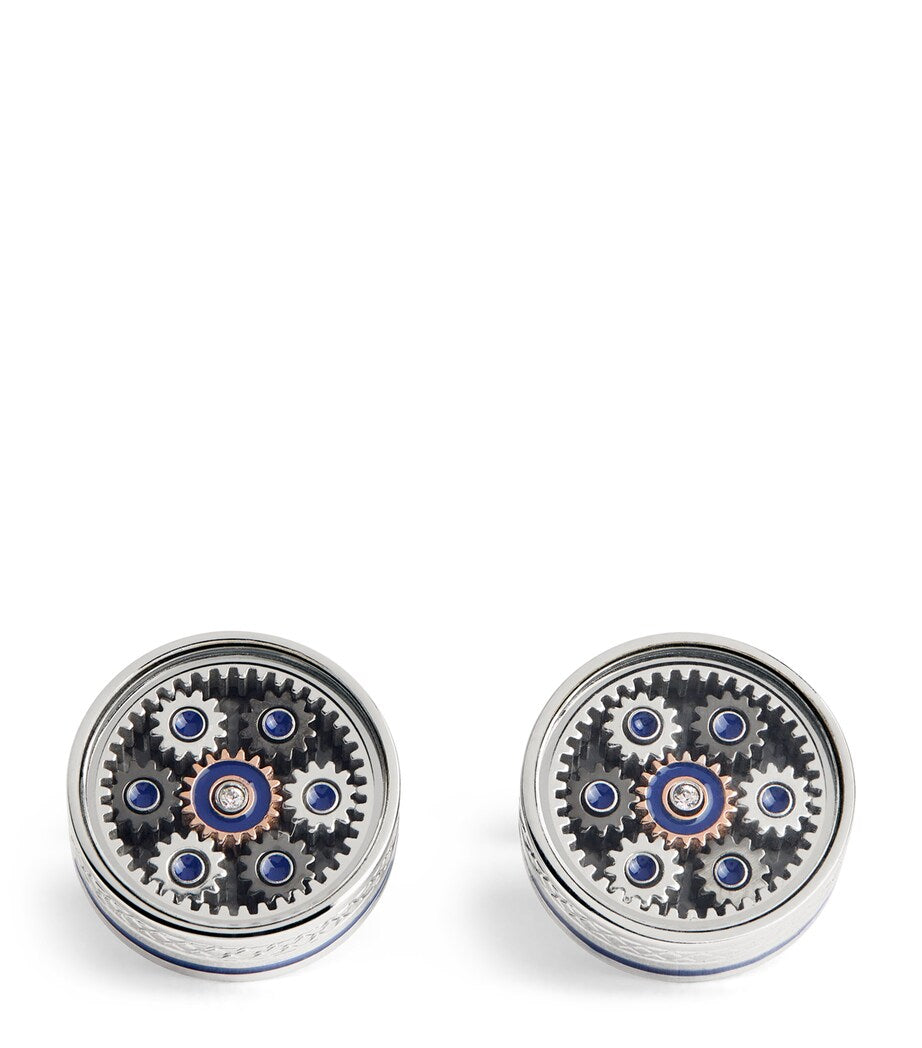 Tateossian Palladium-Plated Septa Gear Cufflinks