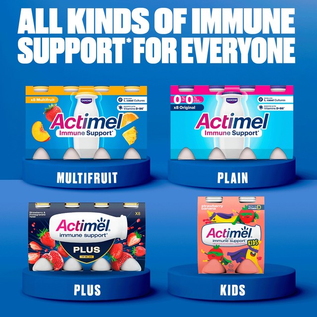 Actimel Strawberry Fat Free Yoghurt Drink 12x100g multipack - British product