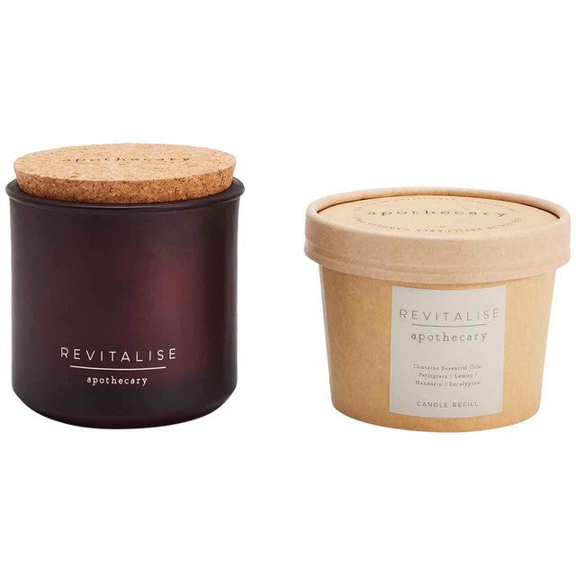 M&S Apothecary Revitalise Candle & Refill Set, amber, imported from the UK