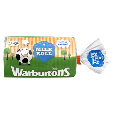 Warburtons melkerundstykker skivet hvitt brød 400g