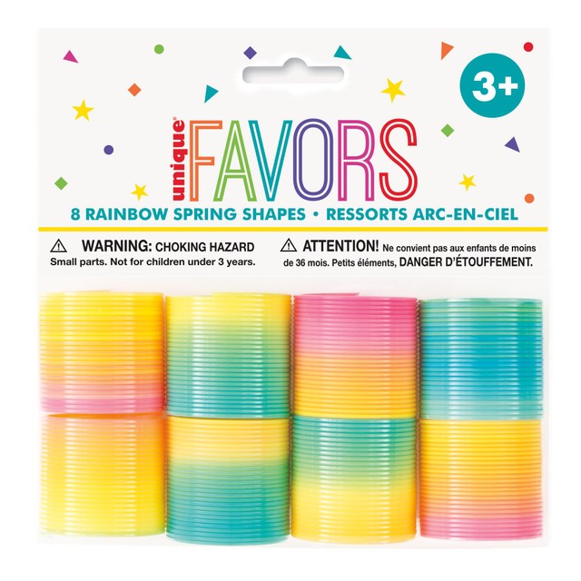 Unique Party Rainbow Springs 8 pack, imported from the UK
