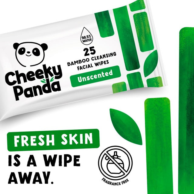 The Cheeky Panda facial wipes unscented 25 pack (British brand)