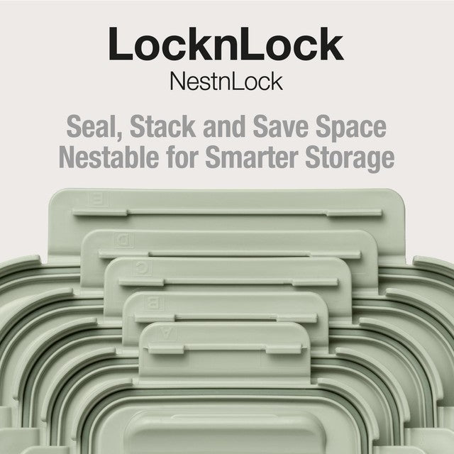 LocknLock NestnLock Sage Green food storage container set 5pc, UK version
