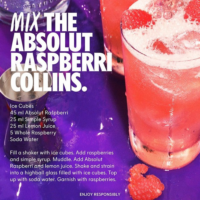 Absolut raspberry flavoured vodka 70cl - British product