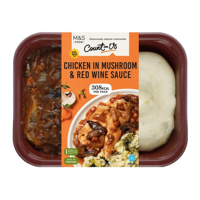 M&S Count On Us Chicken Mushroom Red Wine Sauce Mash Ready Meal 400g
