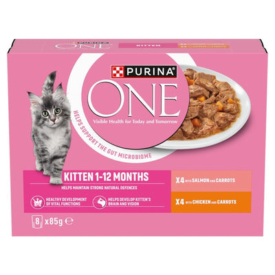 Purina One Chatons Mini Filets Saumon et Poulet Nourriture humide pour chat 8 x 85g
