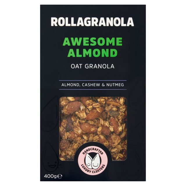 Rollagranola Awesome Almond Oat Granola 400g, imported from the UK
