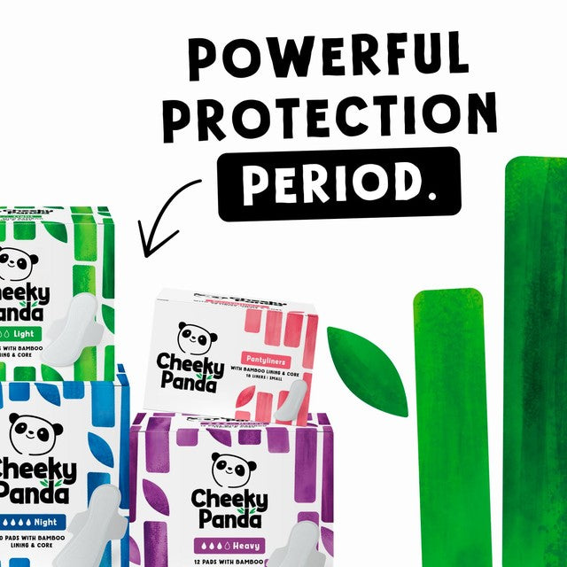 Cheeky Panda bamboo core night pads 10 pack 350mm (British brand)
