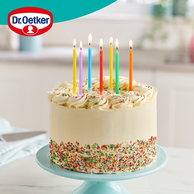 Dr. Oetker rainbow birthday candles 12-pack - British product