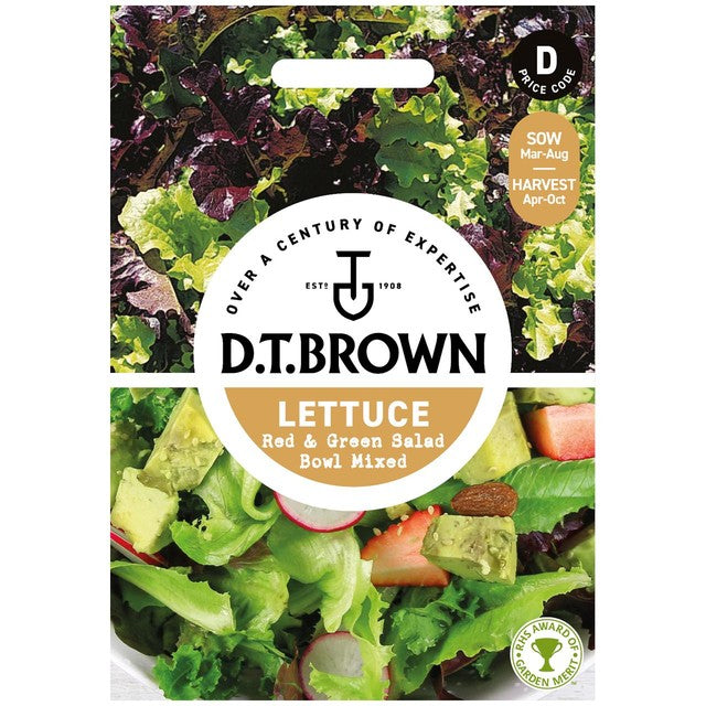 Mr Fothergills Seeds Red & Green Salad Bowl Mixed lettuce seeds 1000 seeds, imported from the UK