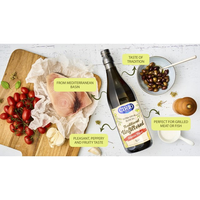 Cirio extra virgin olive oil traditionall unfiltered intense flavour 1L - British product