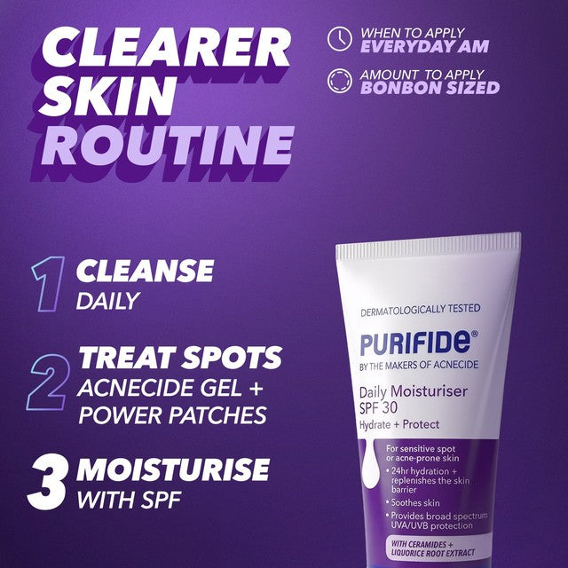 Acnecide Purifide Daily Moisturiser SPF30 50ml, imported from the UK