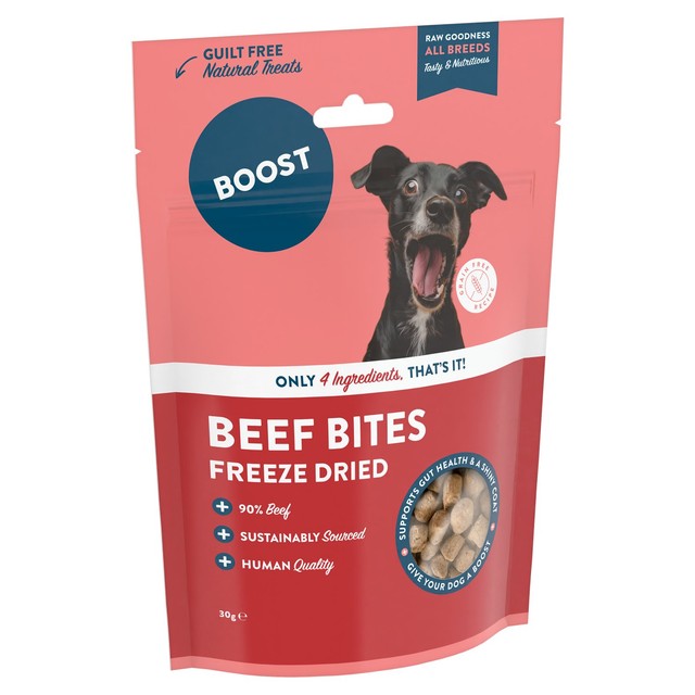 Boost Pet freeze-dried dog treats beef and superfoods, imported from the UK