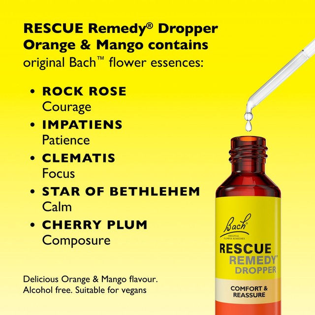 Nelsons Rescue Orange & Mango Dropper flower remedy, imported from the UK
