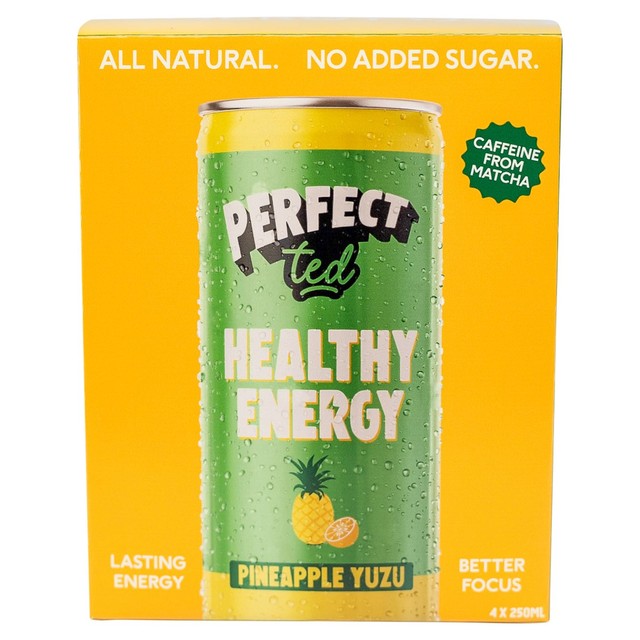 Perfect Ted energy drink pineapple yuzu 4x250ml, imported from the UK