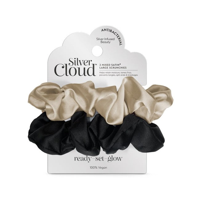 VH2 Silver Cloud Mixed Large Satin Scrunchies (British brand)