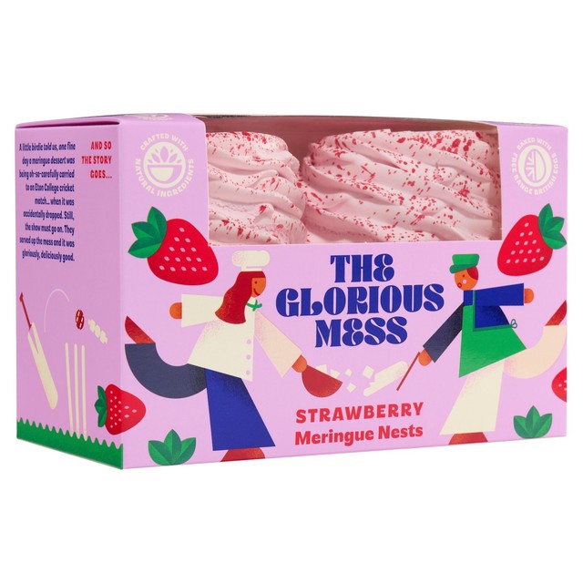 The Glorious Mess strawberry meringue nests 4 x 30g (British brand)