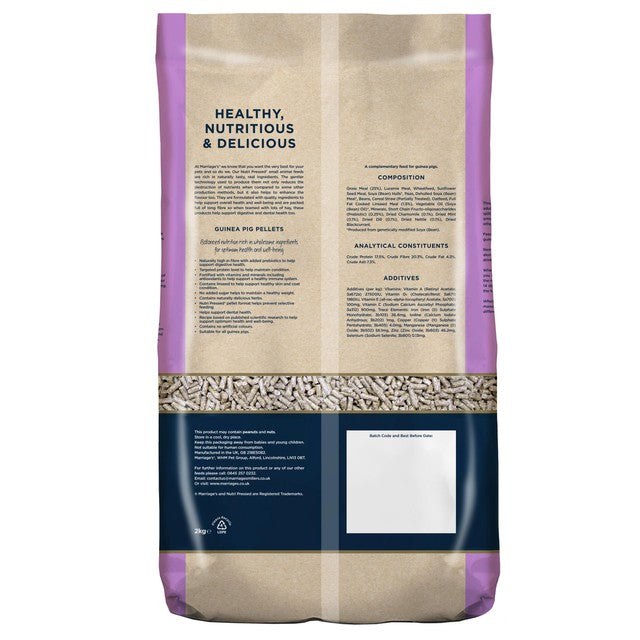 Marriages guinea pig food pellets 2kg, imported from the UK