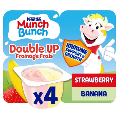 Munch Bunch Double Up Fromage Frais Strawberry & Banana Kids Yogurt Snack 4 x 85g
